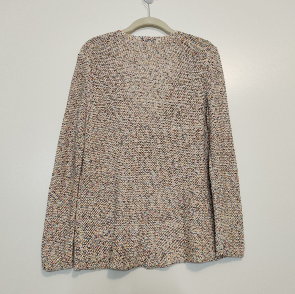 Zara Knits white & colorful variegated knit v neck pullover sweater - Picture 2 of 10